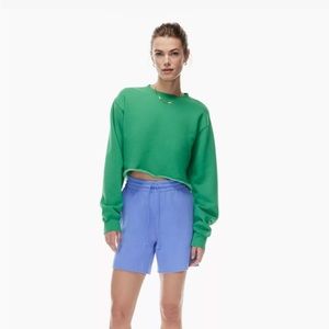 Cozy Fleece Perfect Cropped Sweatshirt - Gd Nature Green